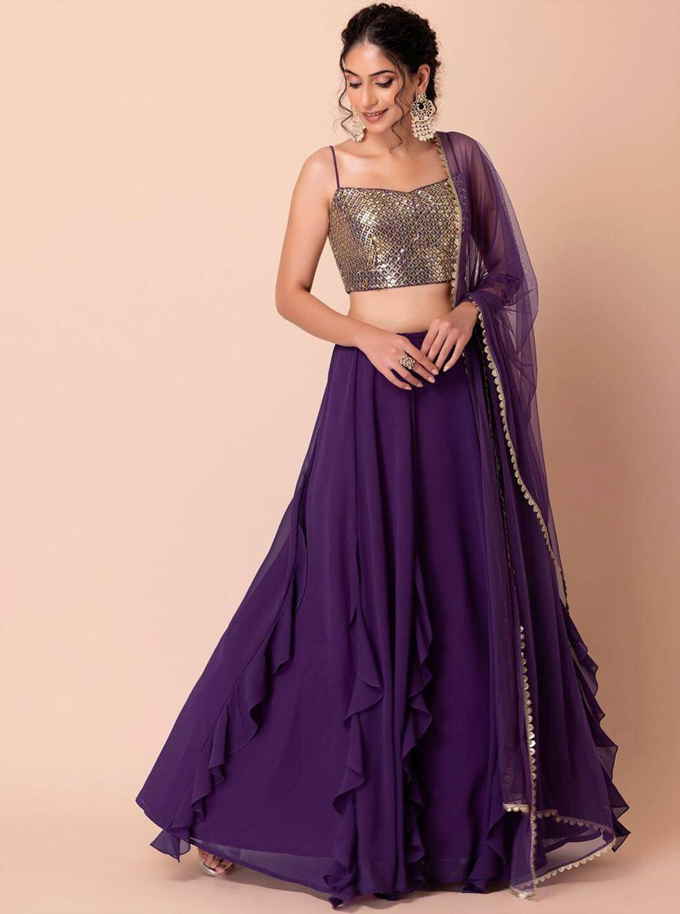 Zeel Clothing vol 26 georgette Purple Wholesale lehenga choli suppliers in Kolkata